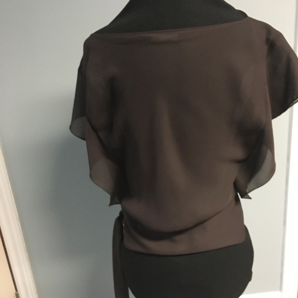 - Women’s Dynamite Sheer Black Brown Blouse - Picture 5 of 6